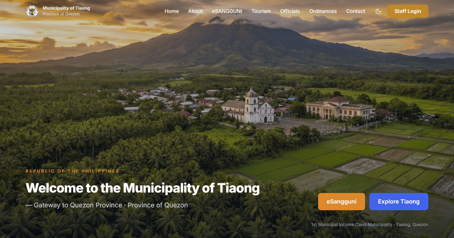 Philippine municipal landscape with Mt. Banahaw